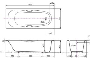 Bồn tắm gang tráng men TOTO FBY1740PE - 3