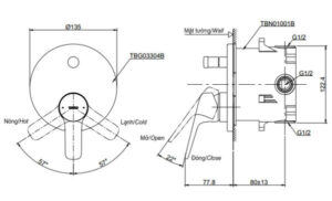 Van điều chỉnh nóng lạnh GS TOTO TBG03304B/TBN01001B - 4 Van điều chỉnh nóng lạnh GS TOTO TBG03304B/TBN01001B - 3
