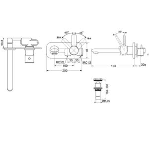 Vòi lavabo nóng lạnh TOTO DLB303, âm tường - 4 Vòi lavabo nóng lạnh TOTO DLB303, âm tường - 3