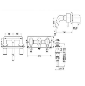Vòi lavabo nóng lạnh TOTO DLB201R, âm tường - 4 Vòi lavabo nóng lạnh TOTO DLB201R, âm tường - 3