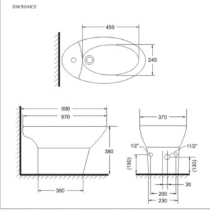 Bồn tiểu nữ TOTO BW904KS - 3