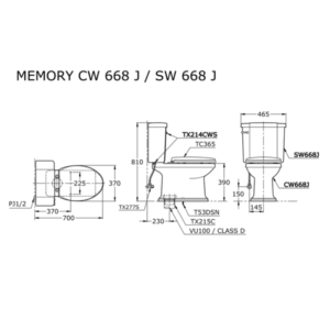 Bồn cầu 2 khối thoát ngang TOTO CW668PJ/SW668J - 3