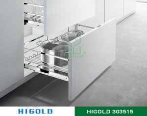 Kệ xoong nồi diamond ray giảm chấn bắt mặt hộc Higold inox 304 – 303515