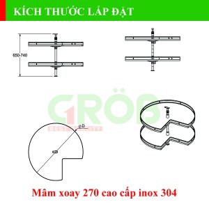 MÂM XOAY 270 INOX SUS304 NAN DẸT ĐÁY MELAMIN Grob - 15 MÂM XOAY 270 INOX SUS304 NAN DẸT ĐÁY MELAMIN Grob - 14