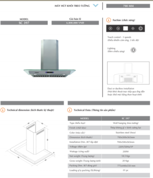 Sanko-Máy hút khói treo tường SC 397 - 5