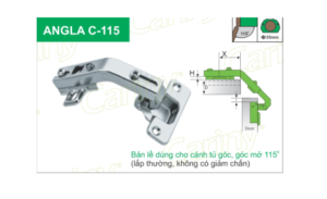 Cariny - Bản lề C115 dùng cho cánh tủ góc, góc mở 115 độ