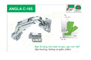 Cariny - Bản lề C-165 dùng cho cánh tủ góc, góc mở 165 độ