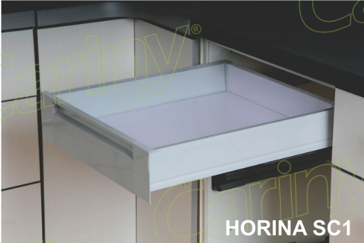 Cariny - Hệ ray hộp ngăn kéo, thép sơn tĩnh điện trắng, ngăn thấp, dài 500mm HORINA ST1/500 - 1