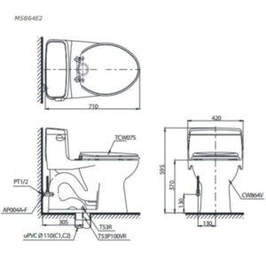 Bồn cầu 1 khối TOTO MS864T3 - 3