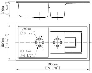 Chậu Rửa Chén Đá Nhân Tạo 2 Hộc Có Cánh CREAVE G-T10050L - 10 Chậu Rửa Chén Đá Nhân Tạo 2 Hộc Có Cánh CREAVE G-T10050L - 9