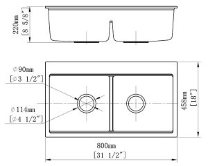 Chậu Rửa Chén Đá Nhân Tạo 2 Hộc CREAVE G-T8046G - 6