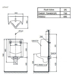Bồn tiểu nam TOTO UT447 - 3