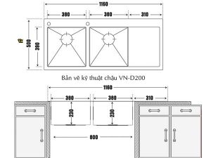 CHẬU RỬA CHÉN CARYSIL INOX VN-D200 (ID-1150) - 1 CARYSIL INOX VN-D200