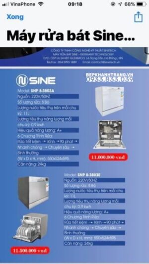 MÁY RỬA BÁT 8 BỘ SINE (NEW) MODEL SNP8-3802E - 157