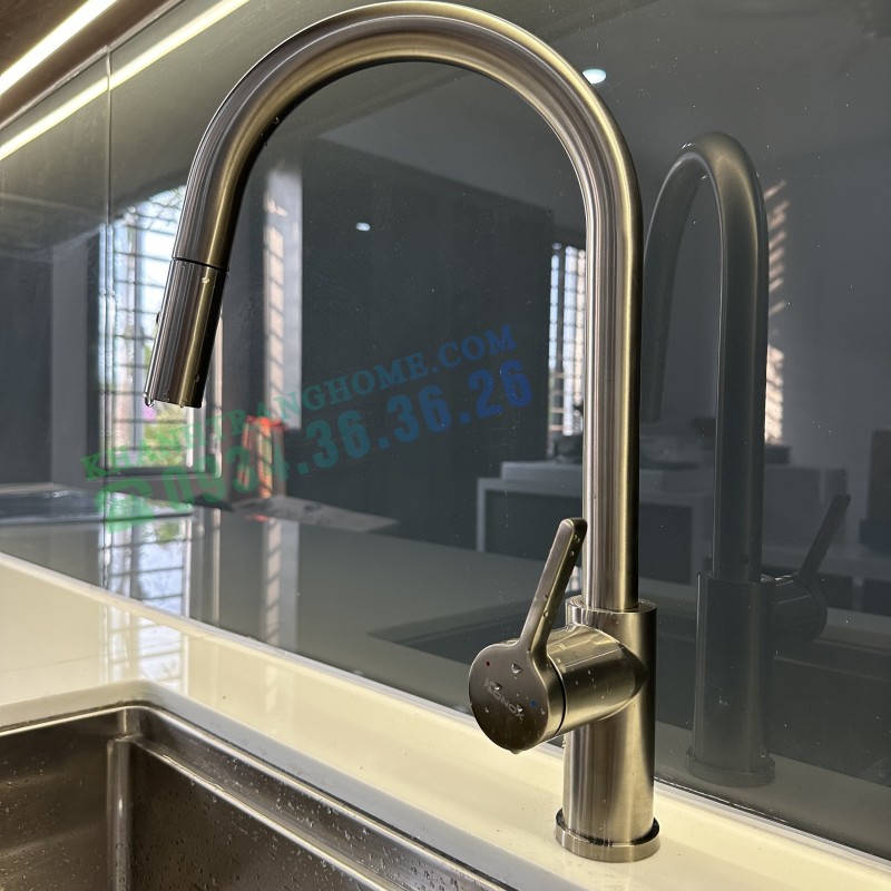 VÒI RỬA BÁT DÂY RÚT KONOX ALTO NICKEL - 102