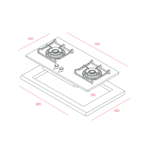 BẾP GAS TEKA GVI 75 2G AI AL 2TR GVI752G NHẬP KHẨU ITALYA - 1 TEKA GVI 75 2G AI AL 2TR GVI752G