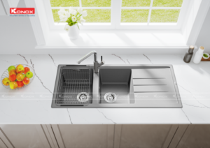 CHẬU RỬA CHÉN KONOX GRANITE SINK PHOENIX 1160 GREY - 15