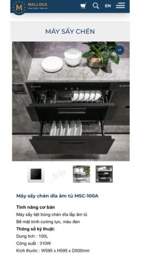 Máy sấy, tiệt trùng chén đĩa Malloca MSC-100A - 20