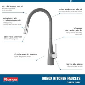 VÒI RỬA BÁT KONOX CURVA GREY - 6 VÒI RỬA BÁT KONOX CURVA GREY - 5