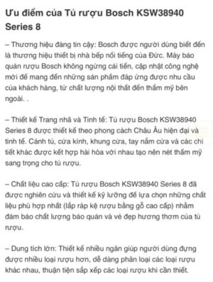 TỦ RƯỢU ĐỘC LẬP BOSCH HMH.KSW38940|SERIE 8 - 142 TỦ RƯỢU ĐỘC LẬP BOSCH HMH.KSW38940|SERIE 8 - 141