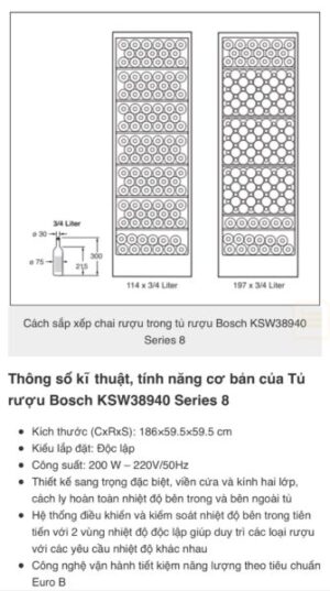 TỦ RƯỢU ĐỘC LẬP BOSCH HMH.KSW38940|SERIE 8 - 146 TỦ RƯỢU ĐỘC LẬP BOSCH HMH.KSW38940|SERIE 8 - 145