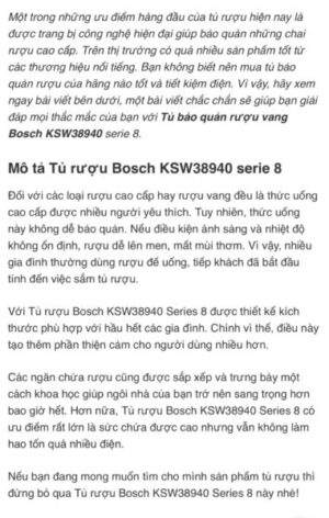 TỦ RƯỢU ĐỘC LẬP BOSCH HMH.KSW38940|SERIE 8 - 148 TỦ RƯỢU ĐỘC LẬP BOSCH HMH.KSW38940|SERIE 8 - 147