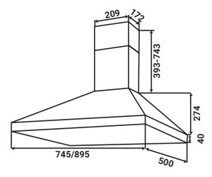 MÁY HÚT MÙI DẠNG PHỄU KAFF KF-PYRA750 - 2 MÁY HÚT MÙI DẠNG PHỄU KAFF KF-PYRA750