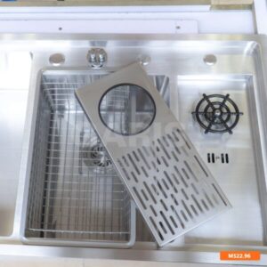 Chậu rửa inox 2 hố lệch tích hợp máy rửa ly Garis MS22.96 - 13 Chậu rửa inox 2 hố lệch tích hợp máy rửa ly Garis MS22.96 - 12