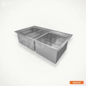 Chậu rửa chén bát 2 hố lệch sâu lòng vuông Garis GS22.82 - 10 Chậu rửa chén bát 2 hố lệch sâu lòng vuông Garis GS22.82 - 9