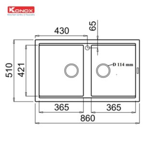 Granite sink Phoenix 860 GreySiphon, giá úp bát inox KONOX - 29