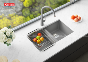CHẬU RỬA BÁT KONOX GRANITE SINK VELOCI 760D–GREY - 12 CHẬU RỬA BÁT KONOX GRANITE SINK VELOCI 760D–GREY - 11