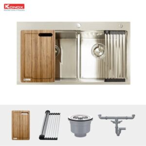 Topmount sink KN8250TDSiphon, thớt gỗ, roll mat KONOX - 10