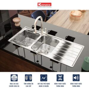 CHẬU RỬA BÁT KONOX Artusi KS11650 1D BÀN PHẢI - 9 CHẬU RỬA BÁT KONOX Artusi KS11650 1D BÀN PHẢI - 8