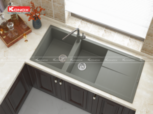 Granite sink Livello 1160 GreySiphon, giá úp bát inox KONOX - 19 Granite sink Livello 1160 GreySiphon, giá úp bát inox KONOX - 18