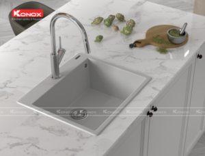 Chậu rửa bát KONOX Granite Sink Ruvita 680 WHITE SILVER - 16