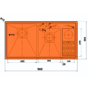 Chậu rửa inox 2 hố lệch tích hợp máy rửa ly Garis MS22.96 - 9 Chậu rửa inox 2 hố lệch tích hợp máy rửa ly Garis MS22.96 - 8