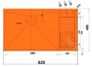 Chậu rửa 1 hố lớn sâu kèm máy rửa ly Garis MS11.82 - 9 Chậu rửa 1 hố lớn sâu kèm máy rửa ly Garis MS11.82 - 8