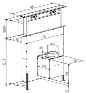 Máy hút mùi âm kệ FASTER Down Draff Glass FS 90HFB - 11