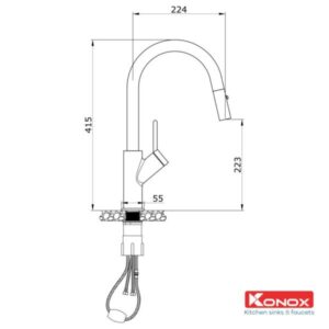 VÒI RỬA BÁT RÚT DÂY KONOX PONTE NICKEL - 5 VÒI RỬA BÁT RÚT DÂY KONOX PONTE NICKEL - 4