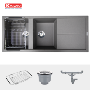 Granite sink Livello 1160 GreySiphon, giá úp bát inox KONOX - 11 Granite sink Livello 1160 GreySiphon, giá úp bát inox KONOX - 10
