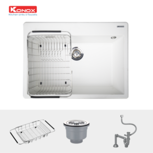 Chậu rửa bát KONOX Granite Sink Ruvita 680 WHITE SILVER - 10