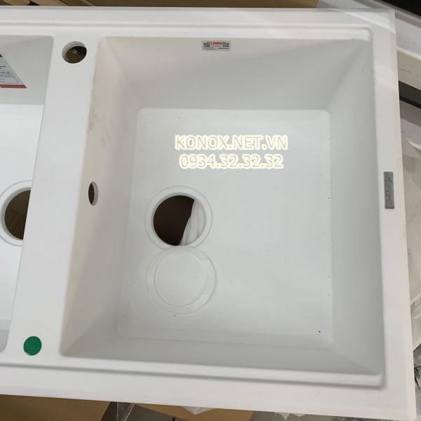 Granite sink Phoenix 860 White SilverSiphon, giá úp bát inox KONOX - 19