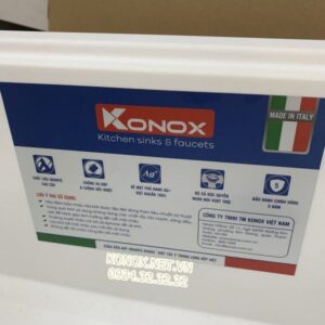 Granite sink Phoenix 860 BlackSiphon, giá úp bát inox KONOX - 65