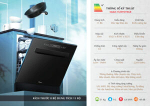 MÁY RỬA CHÉN BÁT TEXGIO TGWFD78GB WIFI 11 BỘ - SẤY KHÍ NÓNG PTC - 6