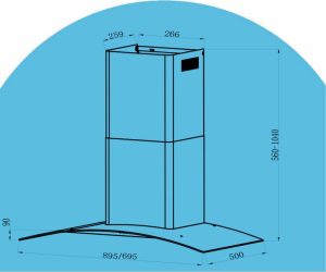 Máy Khử Mùi Ống Khói TOMATE TOM 3159B 90 cm