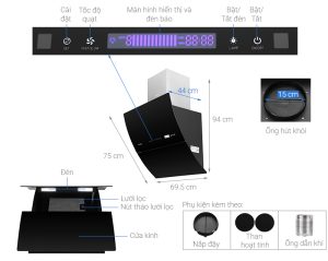 Máy hút mùi PRAMIE DE19-700 AIR - 4 Máy hút mùi PRAMIE DE19-700 AIR