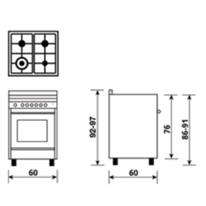 BẾP GA 4 LÒ KẾT HỢP LÒ NƯỚNG 60CM ROSIERES MQ6613VI - 6