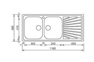 CHẬU RỬA 2 HỐ CÓ BÀN ROSIERES 011447COMETA - 3