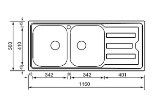 CHẬU RỬA 2 HỐ CÓ BÀN ROSIERES 010017 CRISTAL - 4 CHẬU RỬA 2 HỐ CÓ BÀN ROSIERES 010017 CRISTAL - 3