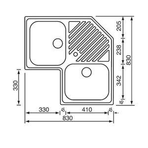 CHẬU RỬA GÓC 2 HỐ ROSIERES 011840 ILARIA - 3